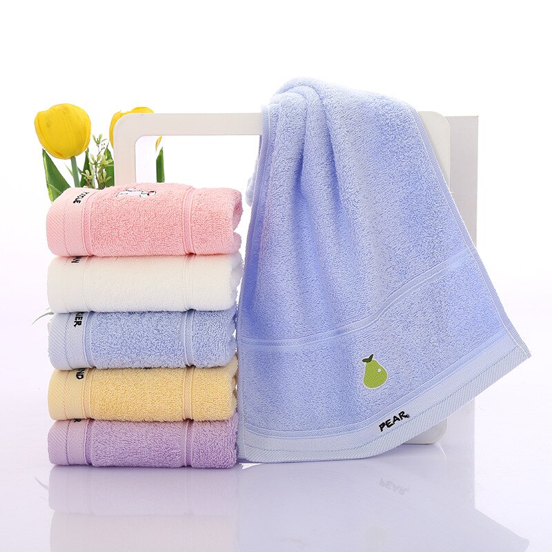 Pure Cotton Children Towel Cartoon Patterns Face Towel Children Wash Small Towel Kindergarten Children Towel Saliva Towel: pear