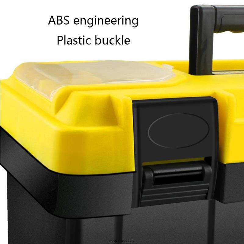 Plastic Tool Box with Removable Tool Tray for Home Improvement Mechanic Repair Construction Work Portable Anti-Fall