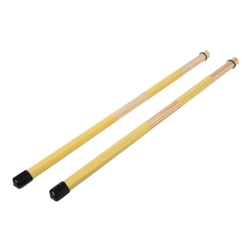 1 Paar Rubber Drum Brushes Sticks Bamboe Zwart Drum Accessoires Onderdelen Jazz Drum Brushes Drums Sticks: yellow