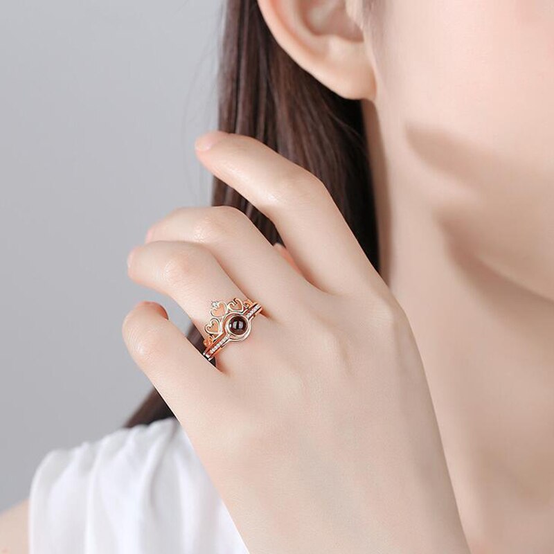 100 Talen I Love U Liefde Ringen Projectie Rose Gouden Ring Romantische Liefde Geheugen Wedding Ring Sieraden