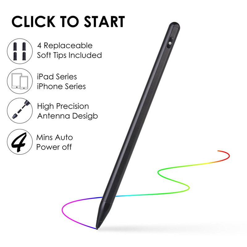 For IPad Pencil Apple Pen Stylus For Ipad Pro 11 12.9 Mini 5 Air Touch Penwith Palm Rejection Tablet Accessories: black