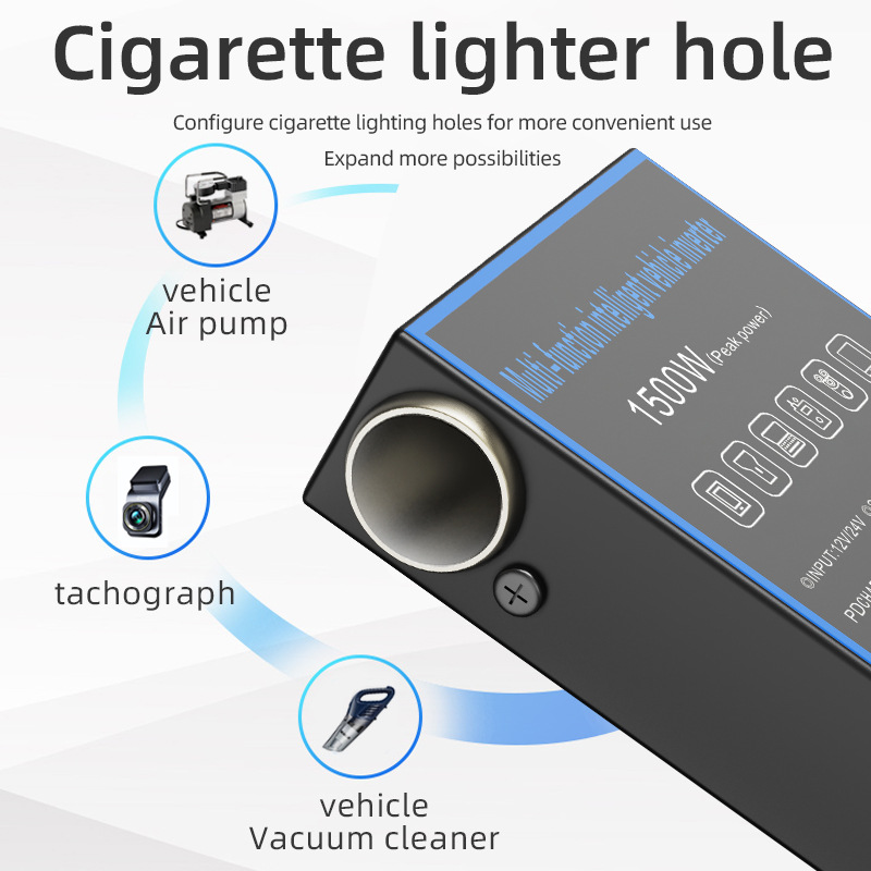 1500w dc12v/24v la  ac110v/220v porturi usb portabile pentru mașini și camioane, invertor auto multifuncțional, convertor de alimentare, încărcător universal