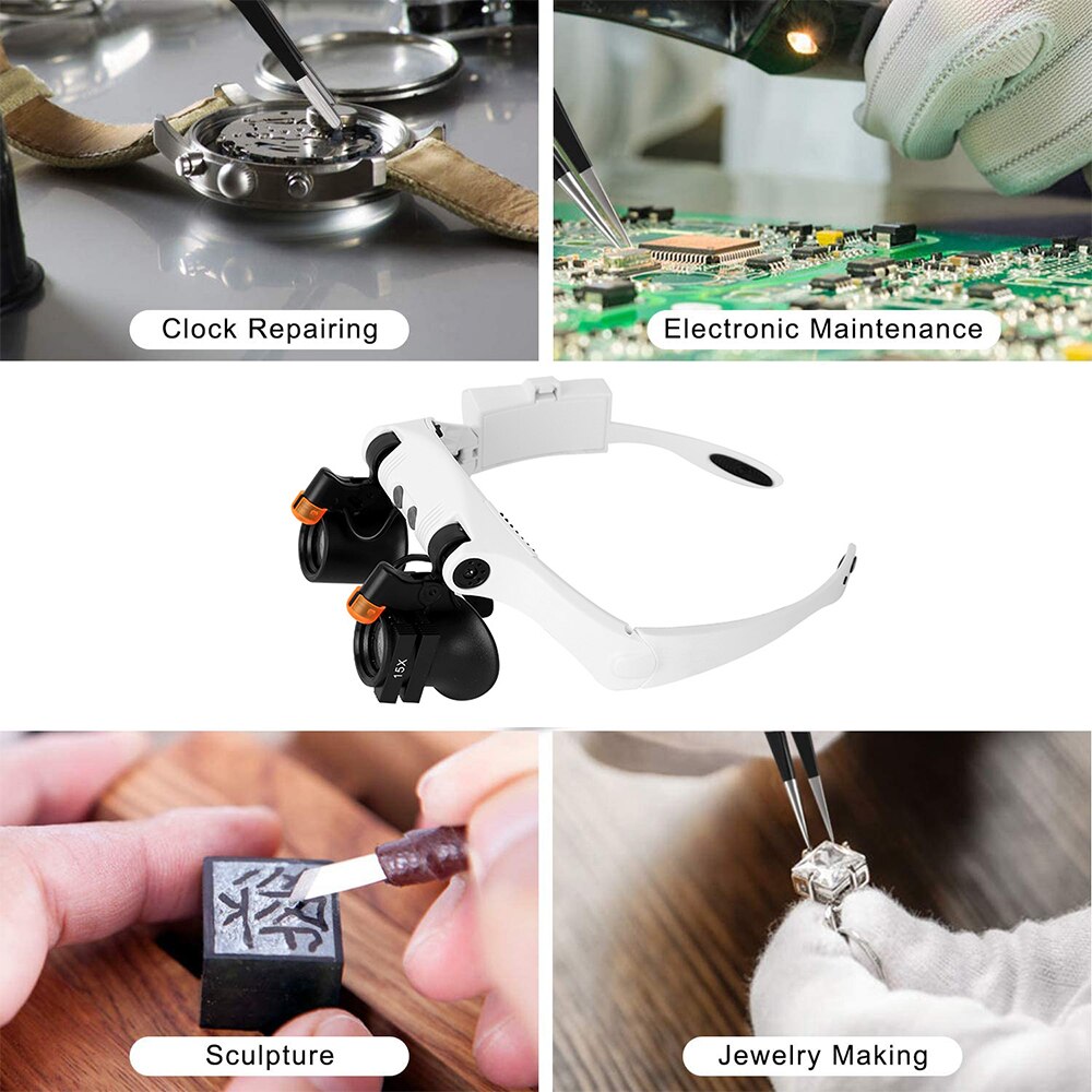 Eye Loupes Magnifier Eyeglass Style Hands-Free Magnifying Glass Multiple Magnifications with LED Lights