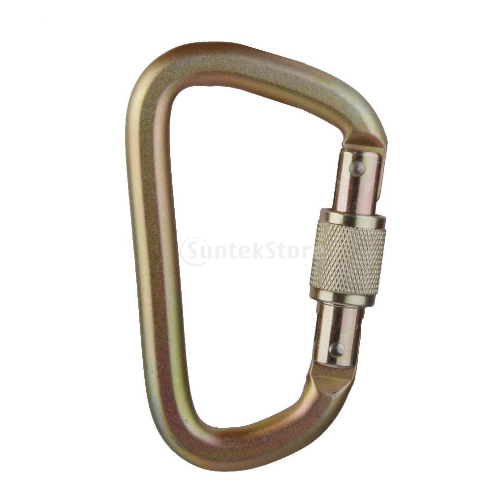 40KN Heavy Duty D-Shape Carabiner Screw Locking for Rock Climbing Moutaineering