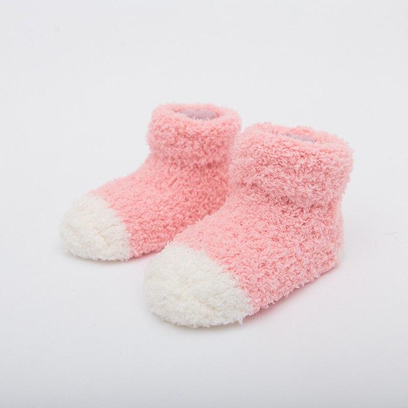 Baby freundlicher Korallen Vlies Socken Winter Warme Socken für Neugeborene Jungen Mädchen Dicke Weiche Warme Socken Baby Kleinkind Kleidung Zubehör: Rosa / 0-1 Jahre alt