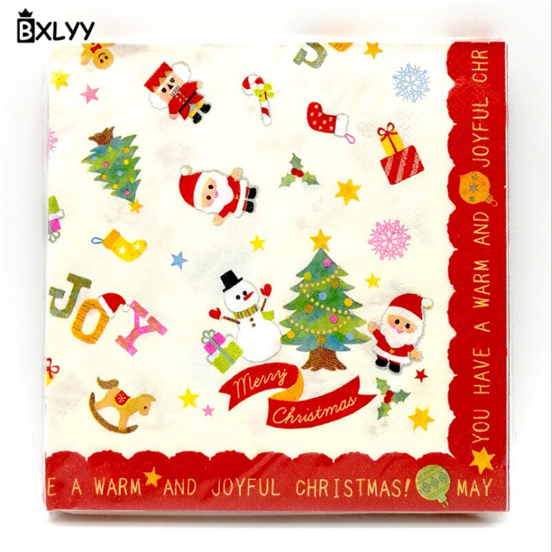 BXLYY Kerst Dubbeldekker Afdrukken Papieren Handdoek Kerst Decoratie Feestartikelen Home Decoratie Accessoires Baby Shower.7: c20pc