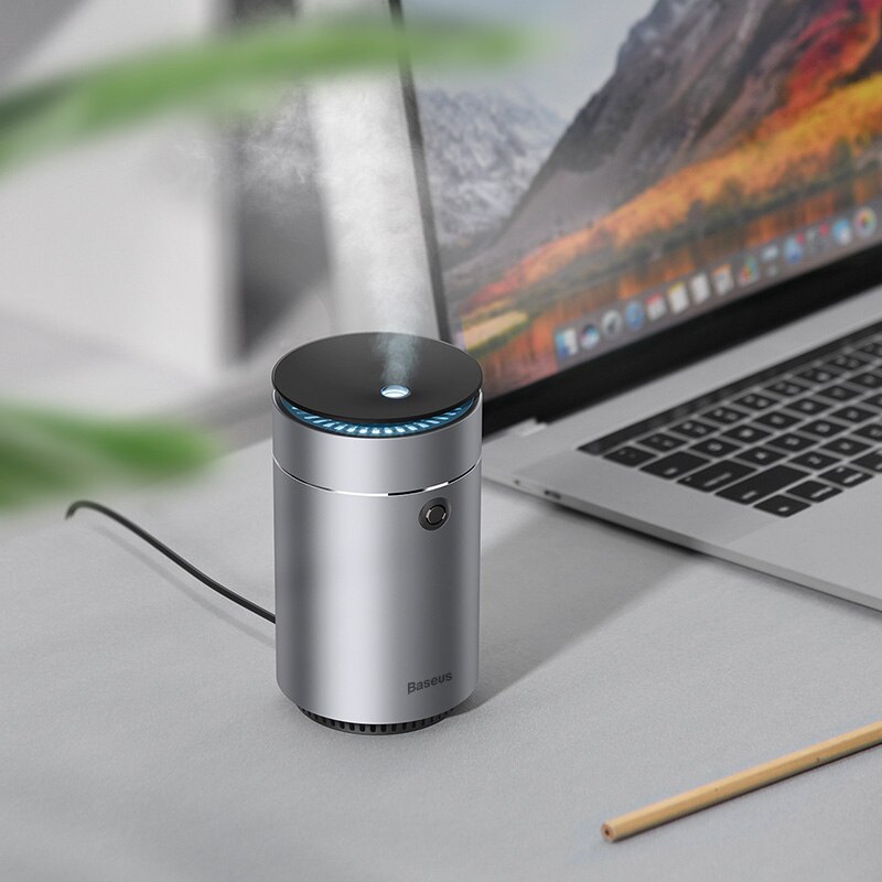 Baseus Luchtbevochtiger Aroma Etherische Olie Diffuser Voor Home Auto Usb Fogger Mist Maker Afneembare Bevochtiging: Silver