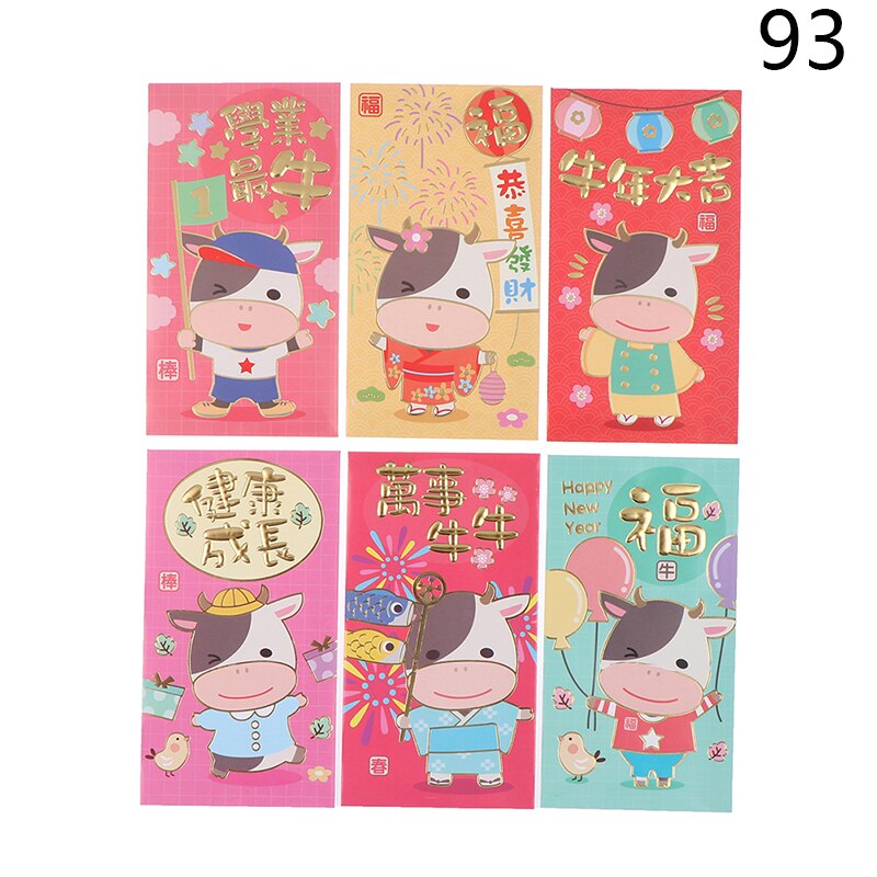 6 Stuks Chinese Ox Jaar Lente Festival Creatieve Rode Envelop Trouwen Rode Envelop: Olijf