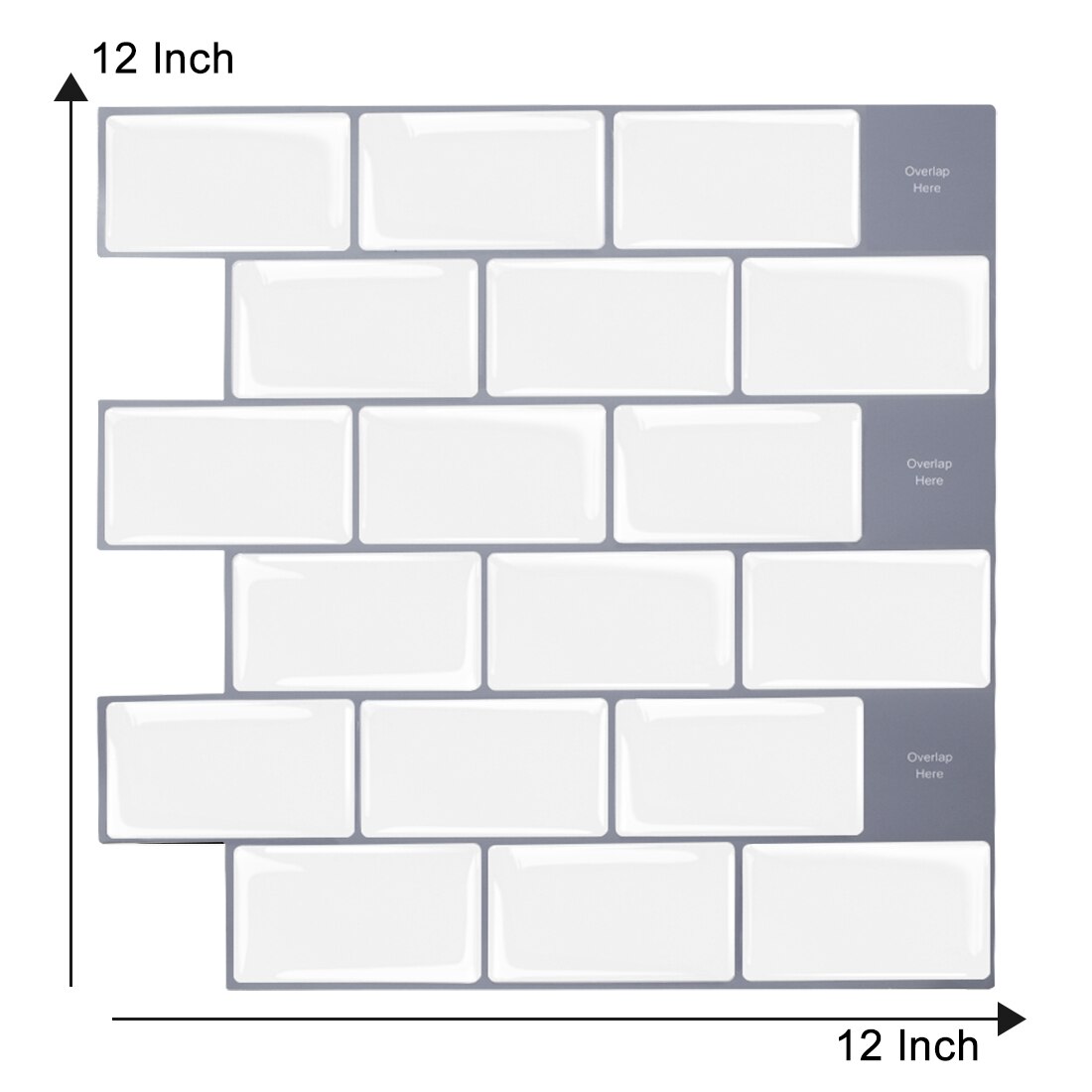 Vividtiles 12*12 Inch Self Adhesive 3D Peel and Stick Subway Wall Tiles for Kitchen &amp; Bathroom Backsplash - 10 Sheet: BW53
