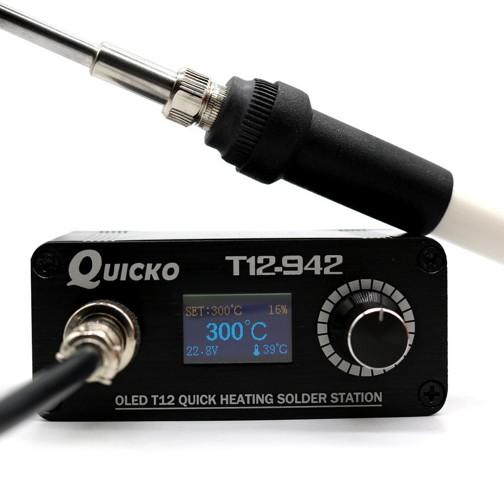 Quicko Mini T12-942 Soldering Station Kit Oled Solder Electric Tool Welding Iron Tips Air Soldering Station Welding Machine