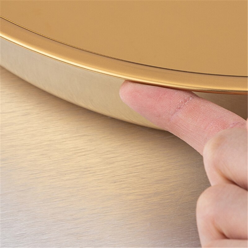 Thickened stainless steel disc metal pallet Large flat bottom deep plate Golden cake plate Restaurant plate plates set