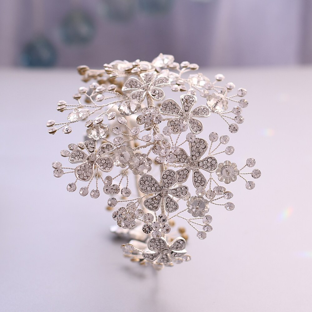 Trixy  h273 luxe bruidshoofdband met strass-steentjes, bruidshaaraccessoires, tiara's, kroon, bruidshoofddeksels met strass-steentjes, bloemenhoofdband