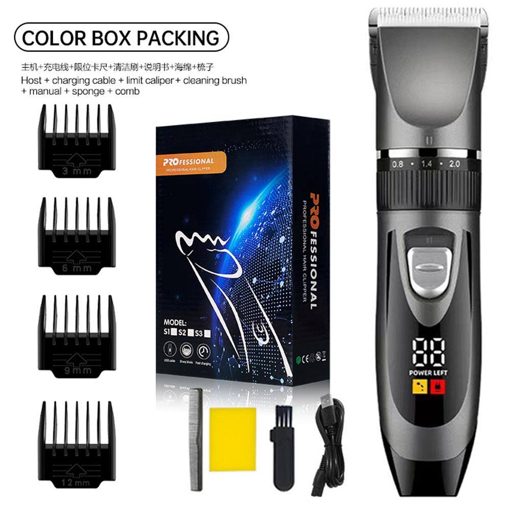 Elektrisches Haarschneidemaschinen-Set für zu Hause, geräuscharmer und langer Akkulaufzeit-Haarschneider, wiederaufladbarer USB-Rasierer und Haarschneidewerkzeug.: Black