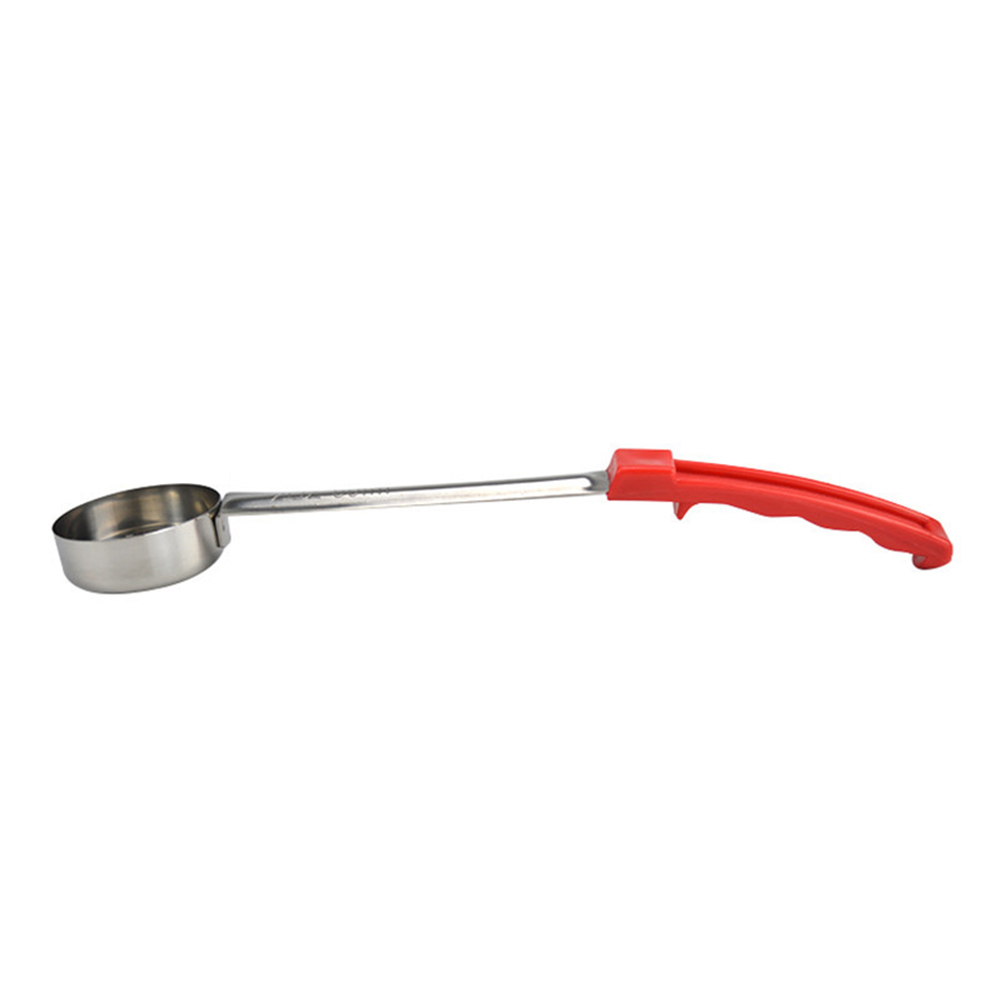 Stainless Steel Sauce Spoon with Long Rubber Handle Anti Flat Bottom Cake Pizza Spread Ladle Measuring Stir Soup Spoon: 2 ounce