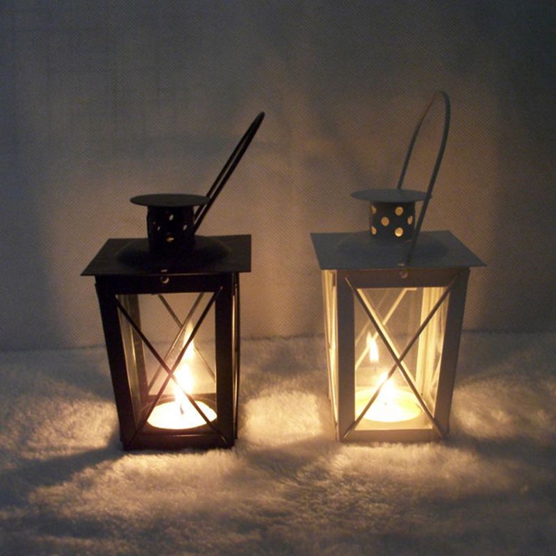 Marokkansk stil sort/hvid romantisk romantisk lysestage retro hængende lanterne lampe indretning til middag boligindretning