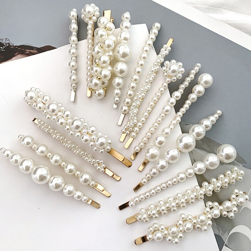 Full Pearl Hair Clips Pins For Women Girls Hairpins Barrette Korean Metal Hairgrip Hair Accessories