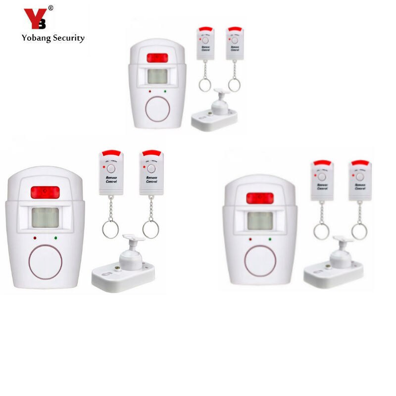 Yobang security 5 stuks draadloze pir/bewegingssensor alarm +2 afstandsbedieningen lokaal alarm inbraakalarm 105db sirenes lokaal alarmsysteem