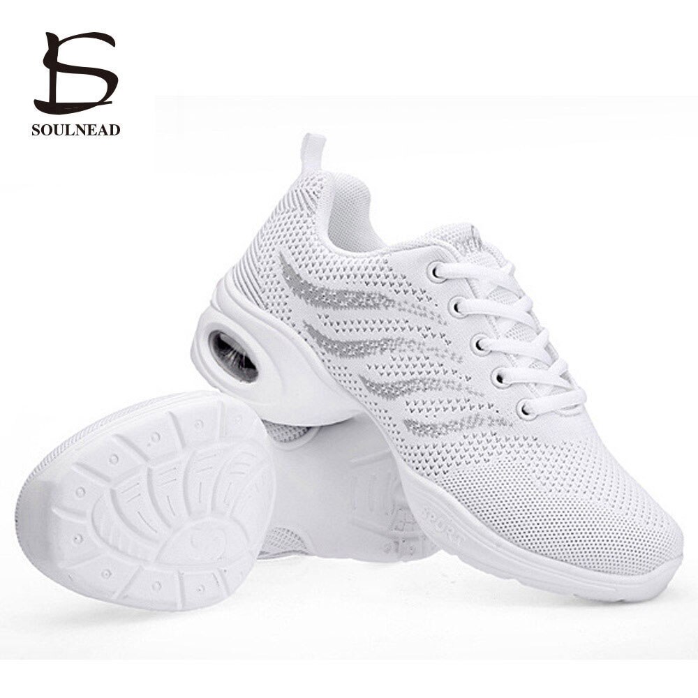 Women Jazz Dance Shoes Breath Mesh Modern Hip-hop Dance Shoes Woman's Sports Feature Fitness Shoes Female Sneakers Size 35-42