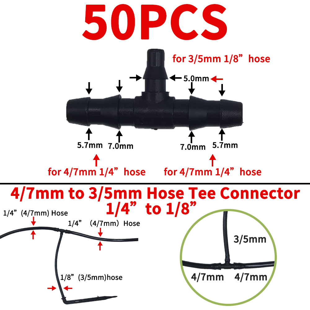 Garden Water Connector Drip Irrigation for 1/4'' & 1/8'' Tubing Hose Accessories Joint Barbed Tees Cross Eng Plug Adaptors: Burgundy
