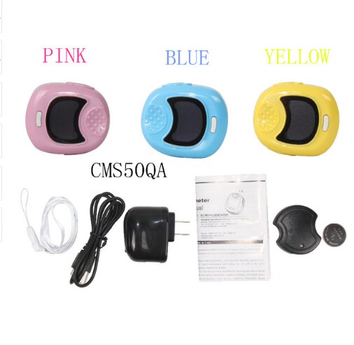 Contec Pediatric/Child Fingertip Pulse Oximeter oximetro LCD display CMS50QA, Portable SpO2 Oxygen infant, 3 colours