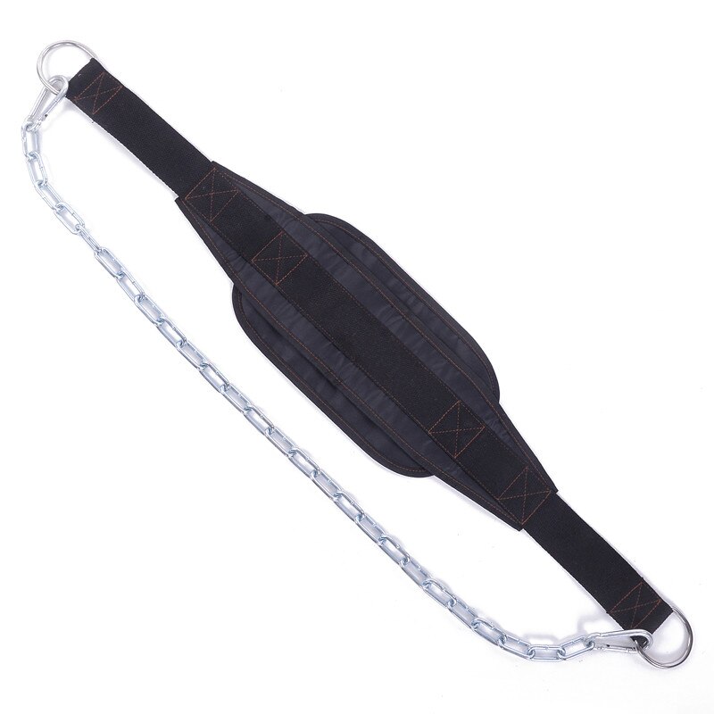 Viktlyftande doppbälte med metallkedja pull-up gym fitness midjeband bodybuilding muskulationsbälte hem fitness träningsbälte