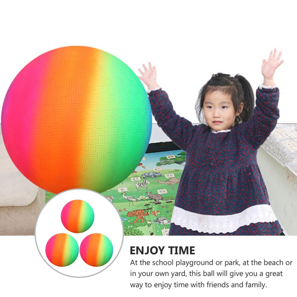 3pcs Fun Good Soft Bounce Play Ball Rainbow Sports Ball Rainbow Color Ball