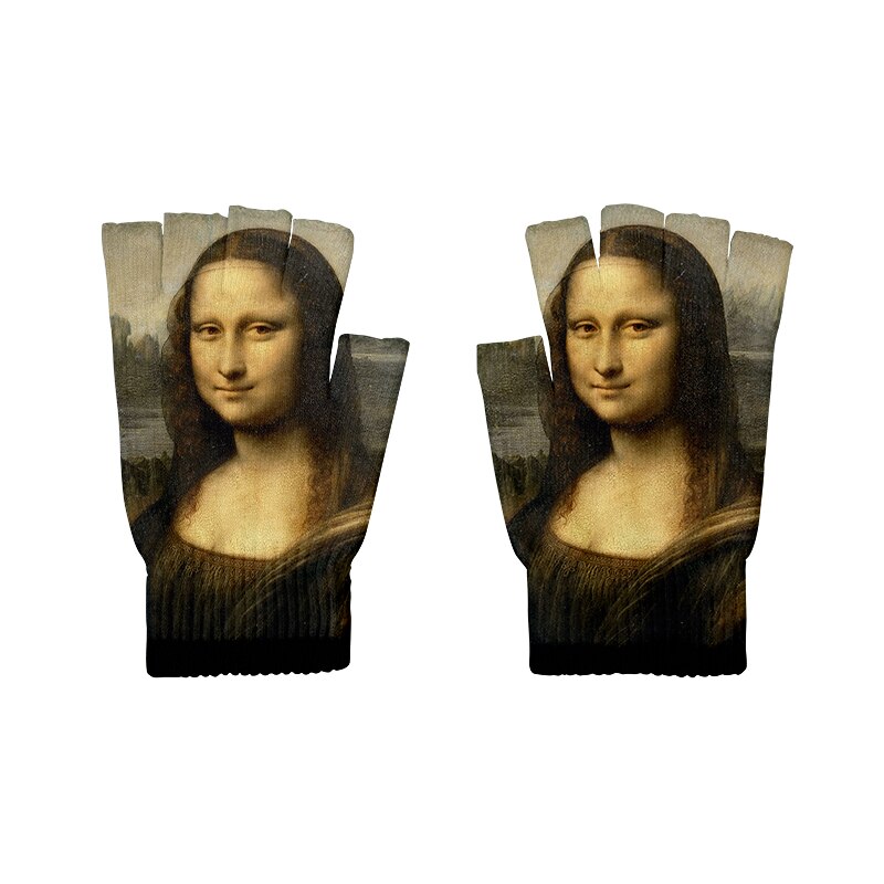 Guantes de punto de arte para adultos, guantes de medio dedo, pintura al óleo de Van Gogh, estampado, pantalla táctil, antideslizantes, guantes de muñeca: Style9