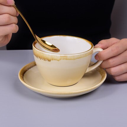 Ceramic Coffee Cups Set Breakfast Milk Tea Cup With Tray & Spoon Afternoon Tea Drinkware Cup Kitchen Utensils Wedding: Style 2