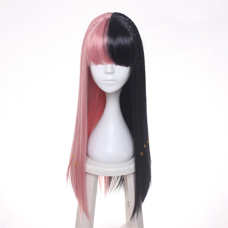 ccutoo Female's Melanie Martinez Synthetic Half Black and Pink 8 Small Braids Hair Cosplay Costume Wigs Heat Resistance Fiber: Default Title