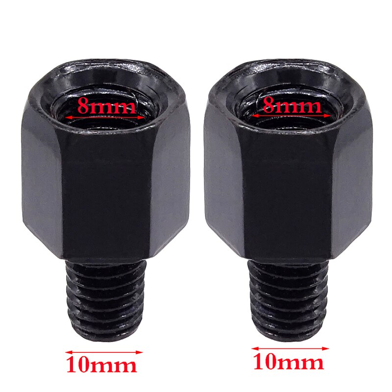 1 Pair Universal Mirror Adapter M10 M8 Clockwise Motorcycle Motorbike Rearview Mirror Adapter Bolt Steel Metal for Motorcycle: Black(M8-M10)