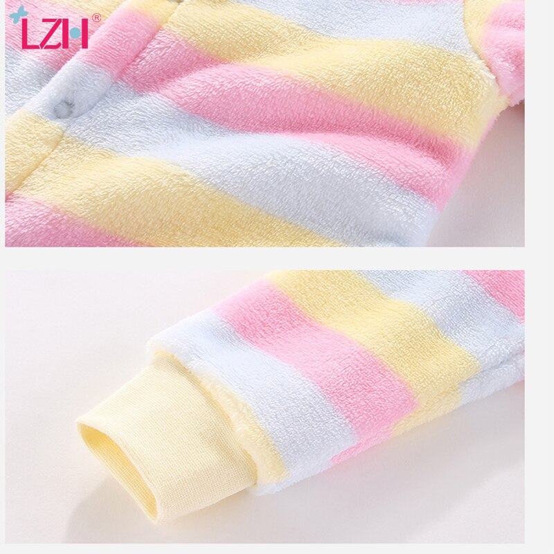 Lzh Winter Herfst Mode Gestreepte Lange Mouw Flanel Baby Boy Romper Klimmen Uitloper Jumpsuit Baby Meisje Jumpsuit