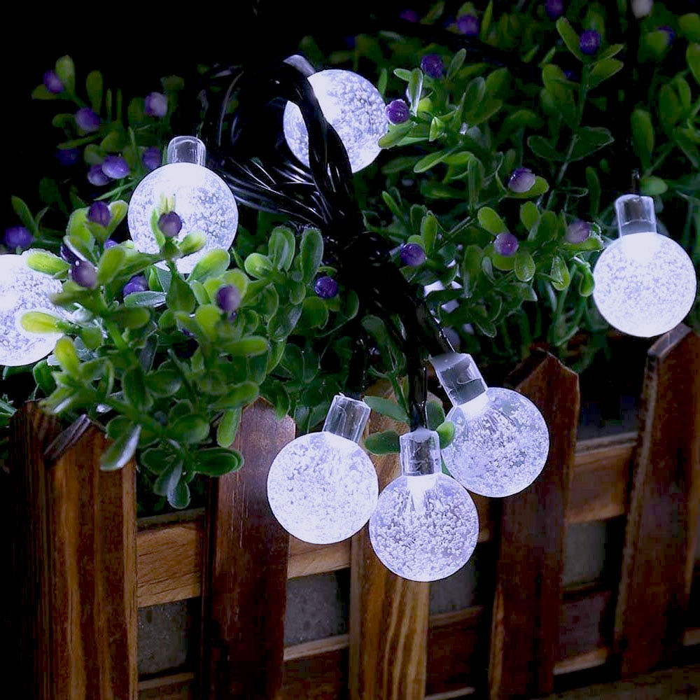 Solcelledrevet led string lys flerfarvet krystalkugle fe lys udendørs havelandskab lampe dekoration belysning