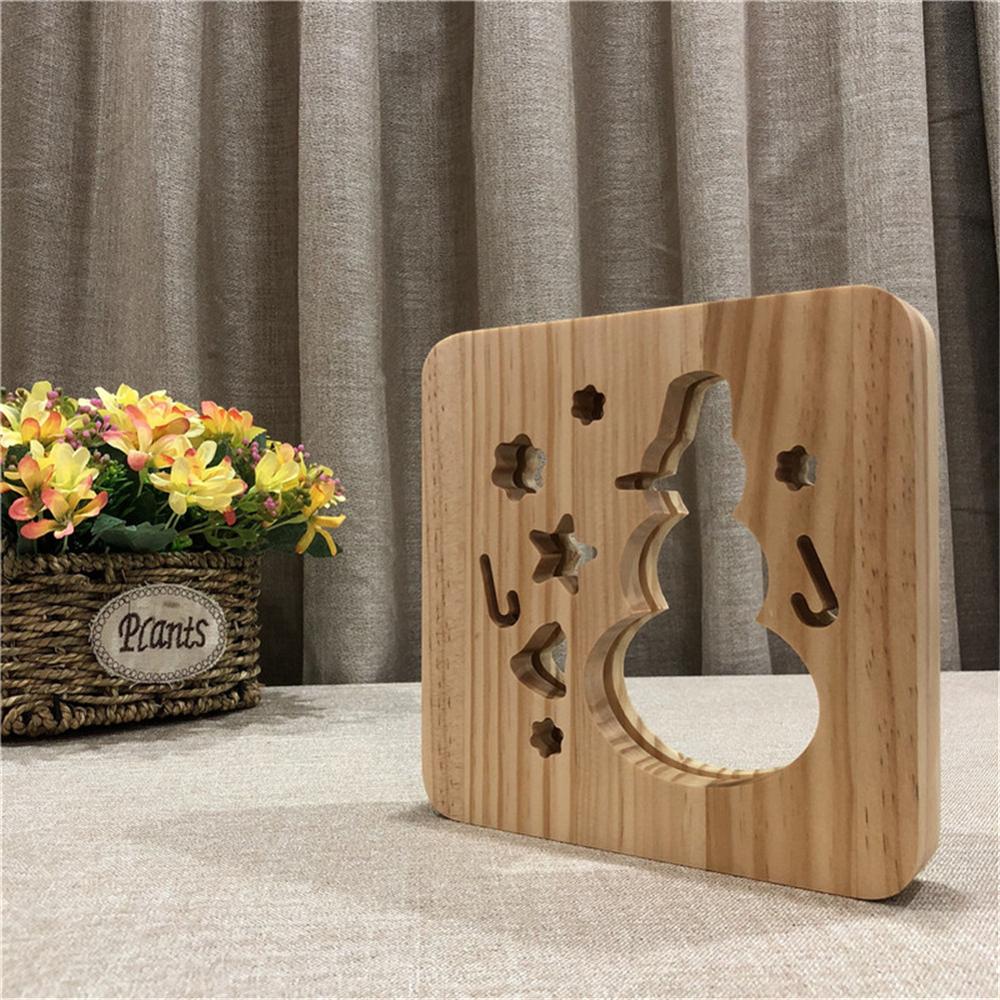 3D Wooden Lamp, LED Table Light USB Power Cartoon Nightlight Desk lamp Home Bedroom Decor Lamp, for Kids Adult