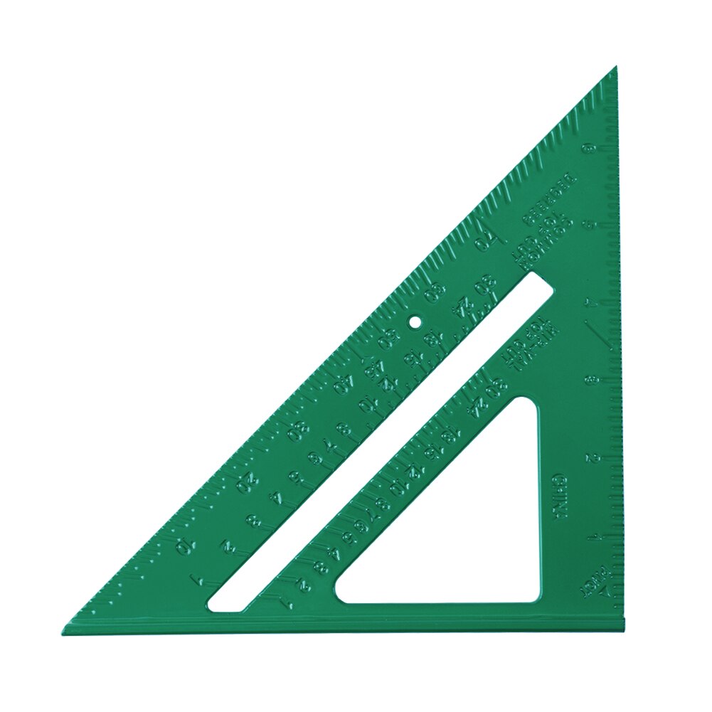 Regla Triangular de 7 pulgadas, regla métrica de aleación de aluminio, para carpintería, probador de ángulo cuadrado Triangular, regla de ángulo transportador: Style B Green