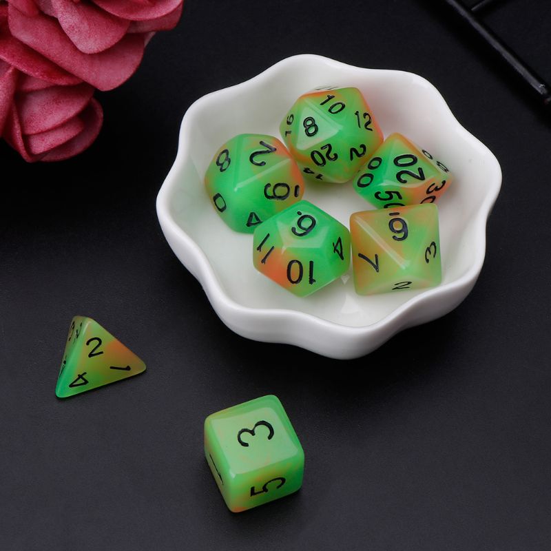 OOTDTY seitige würfel 7 teile/satz Leucht polyedrisch Seitige Würfel D4 D6 D8 D10 D12 D20 einstellen Für Kerker & Drachen D & D RPG Poly Spiel