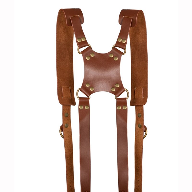 Lederen Camera Dubbele Strap Camera Harnas Voor Twee Camera &#39;S Lederen Dubbele Schouderriem Dubbele Bescherming Tegen
