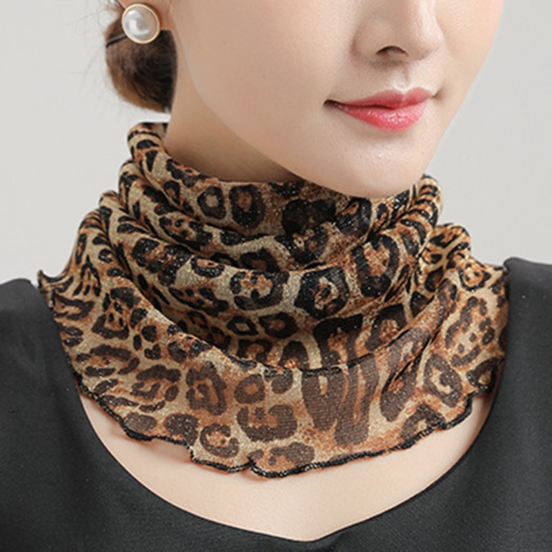 Spring Summer Chiffon Neck Collar Scarf Women Head Thin Sunscreen Variety Small Silk Anti-Uv Scarf Mask Multi-Function Scarf: Blue