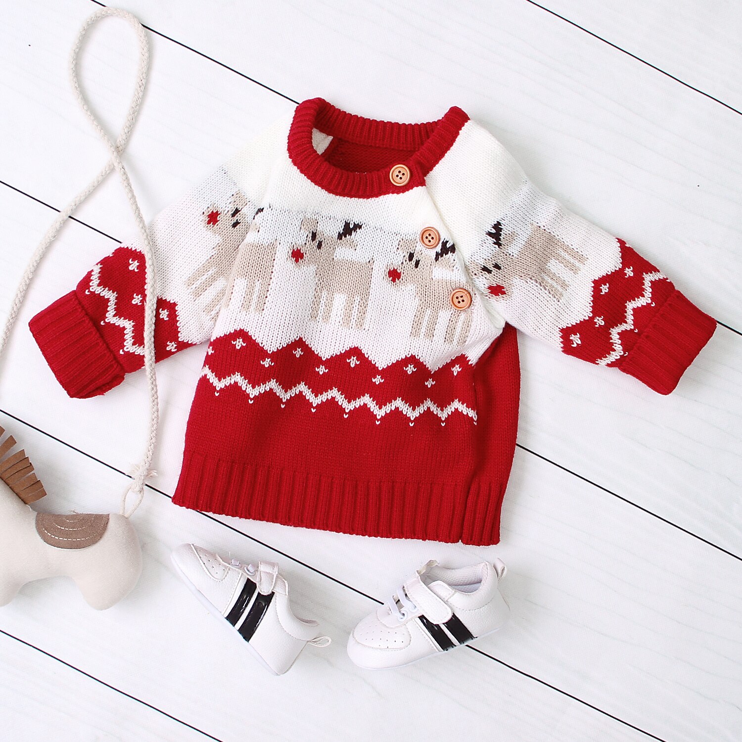 Christmas Winter Children Boy Girl knitted Sweater Round Neck Long Sleeve Loose Elk Sweater for Spring Auutmn Warm Casual