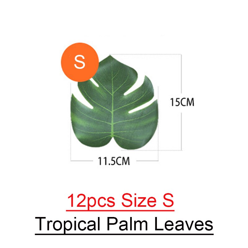 Decoración de hojas de palmera Tropical, decoración de boda, planta de Selva Verde, luau Hawaiano, en casa, 12 piezas: Size S Leaf