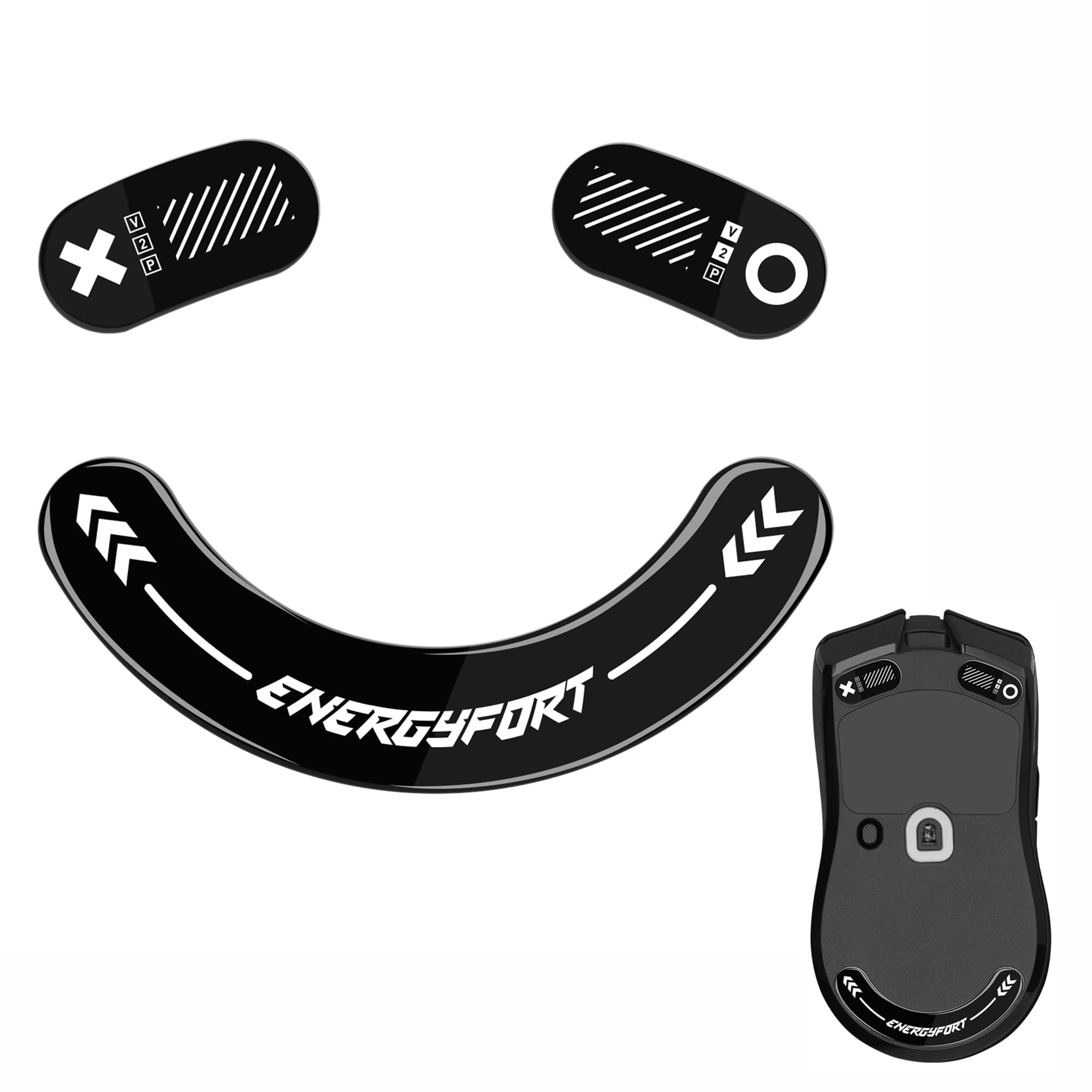 Patins de pieds de souris en verre Ultra résistant à bords incurvés pour Razer Viper V2 Pro, remplacement des pieds de souris de jeu, glisse Super lisse et rapide: MARRON