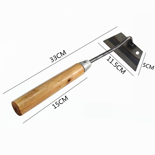 Agricultural Tools Garden Household Weeding Hoe Manganese Steel Outdoor Wooden Handle Digging Hand Tools Planting Utensils: 33x11.5CM