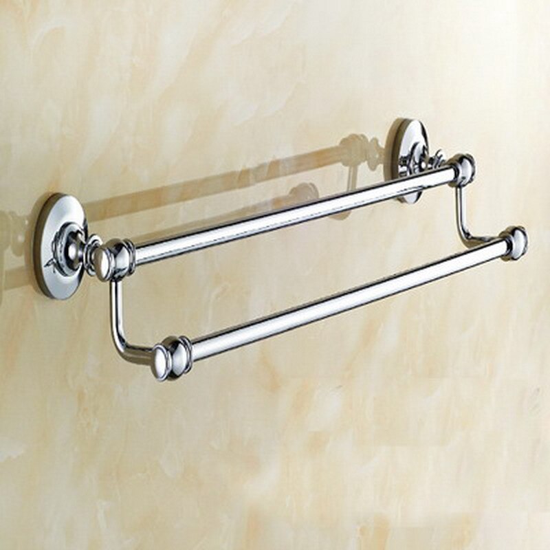 Bathroom Accessories Chrome Brass Collection, Towel Ring, Paper Holder, Toilet Brush, Coat Hook, Bath Rack, Soap Dish aset005: Dual Towel Bar