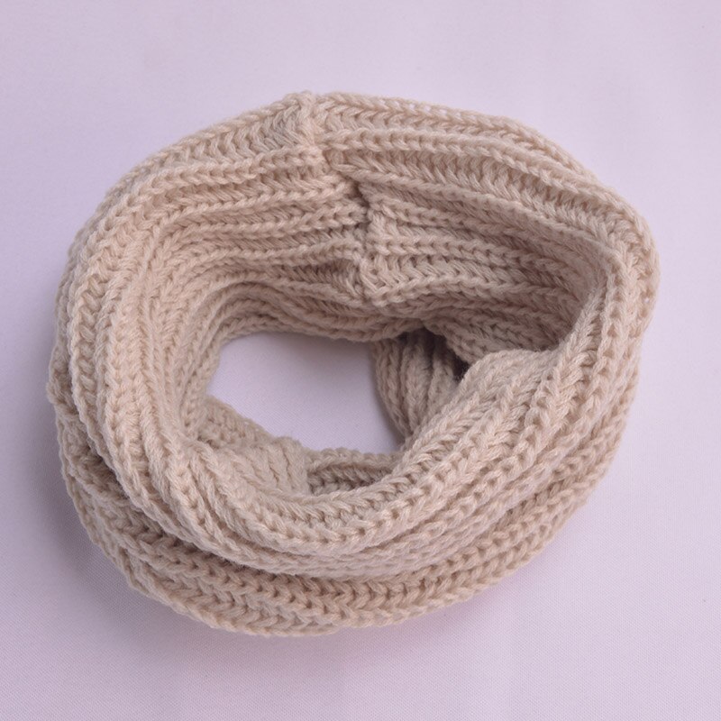 Women Warm Scarf Winter Autumn Soft Knitted Scarves Solid Color Lady Girls Snood Scarf Neck Collar: Beige