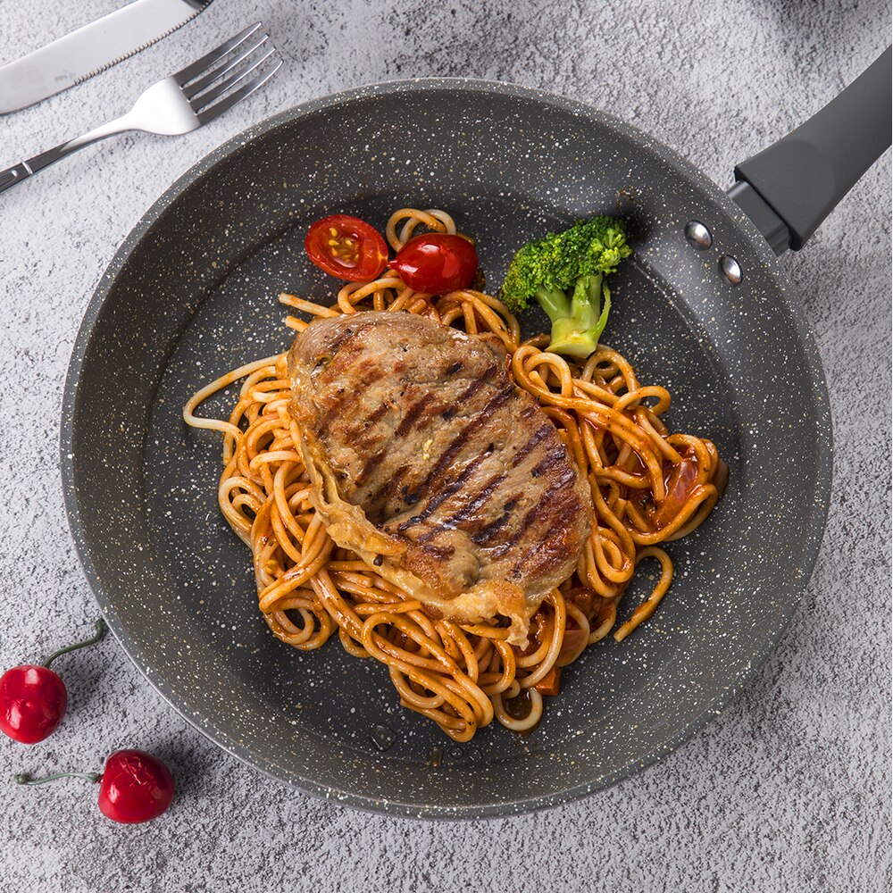 Band Marble Stone Nonstick Frying Pan with Heat Resistant Plastic Handle,Granite Induction Egg Skillet,Dishwasher Safe