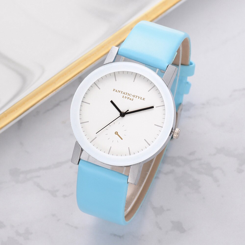 Lvpai geel dameshorloge quartz leren band polshorloge relogio feminino montre femme horloge zegarek damski: G