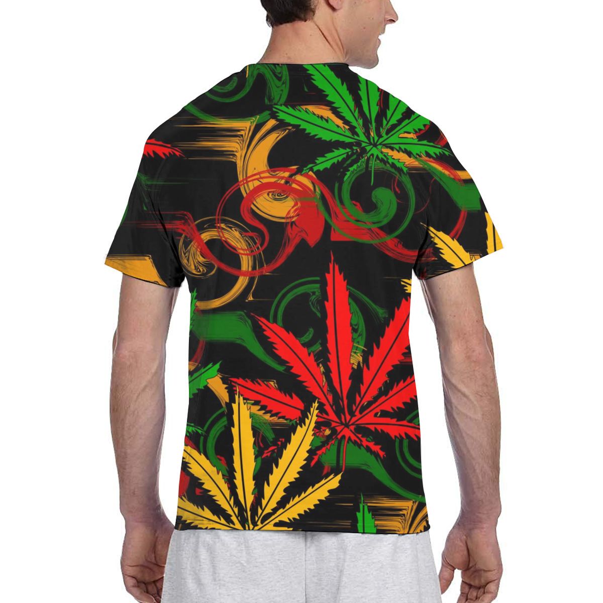 Gekleurde Marihuana Bladeren Mode T-shirt Mannen Zomer Crew Hals Heren Tshirt Tee Shirts