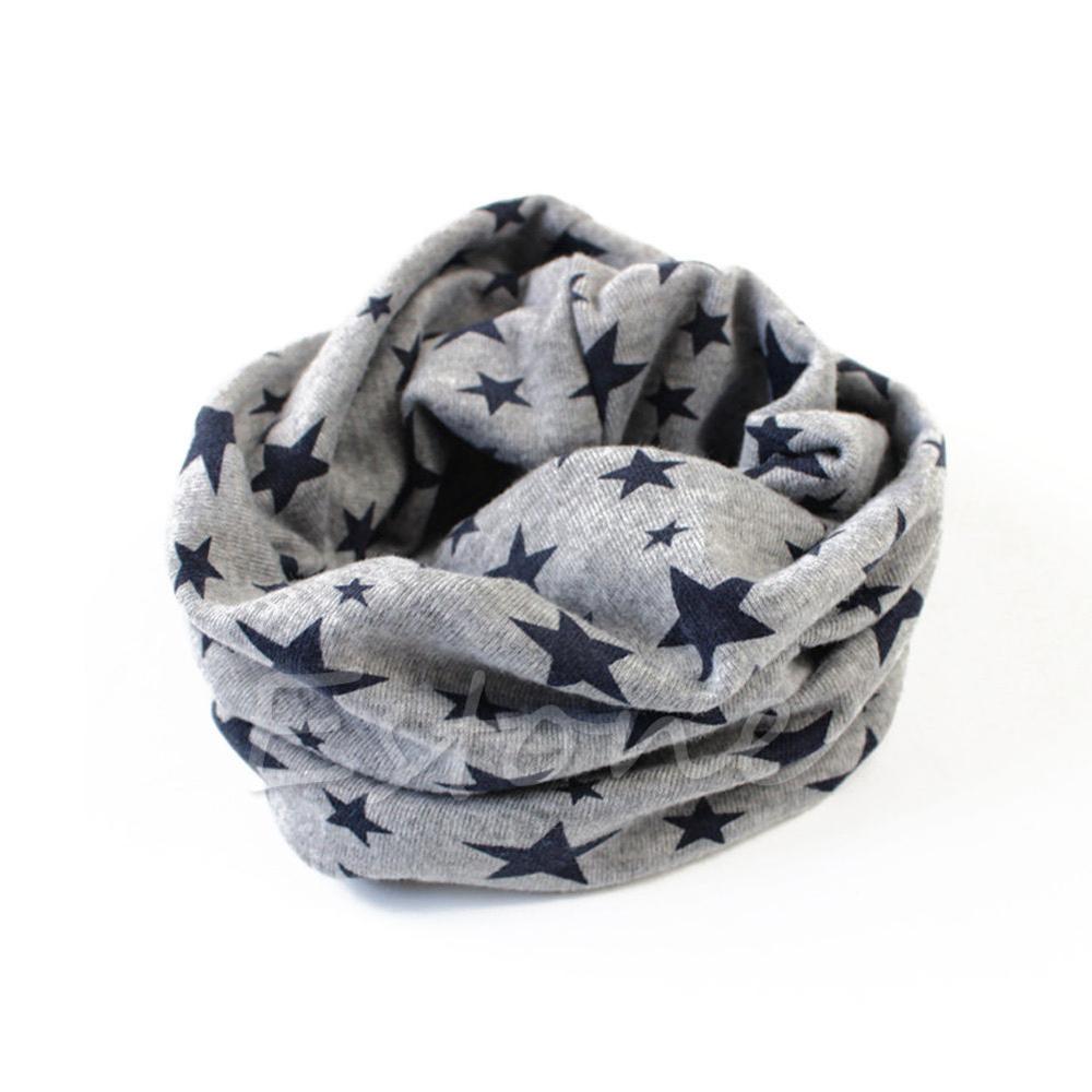 Bufandas de cuello redondo para niños y niñas con de estrellas para invierno: Gris