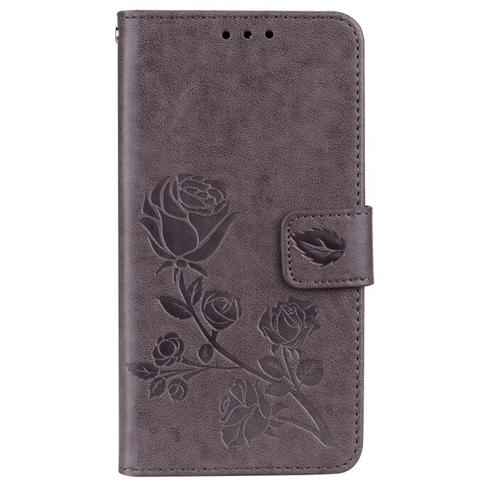 For xiaomi Redmi 4X Case on Redmi 4X Case Flip 5.0 inch Rose Flower Skin Leather Wallet Book Case for xiaomi Redmi 4X 4 X Cover: gray