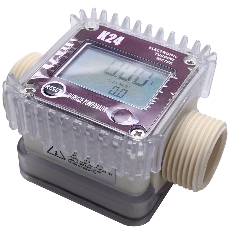 ! Digital Lcd K24 Flow Meter Turbine Fuel Flow Tester For Chemicals Water Sea Liquid Flow Meters Measuring Tools