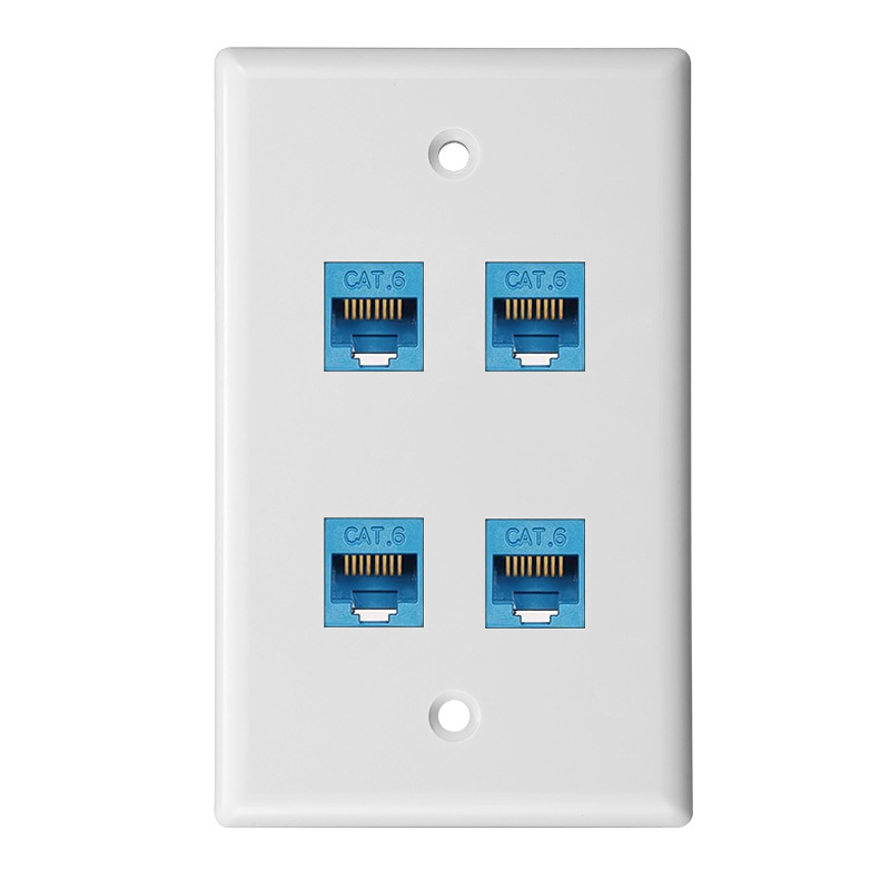 Plaque murale Ethernet ZoeRax Cat 6, plaque murale Ethernet femelle-femelle amovible Compatible avec les appareils Ethernet Cat6/5/5e: Bleu / 1,8m